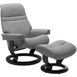 Stressless Sessel mit Hocker Sunrise Classic Leder Grau Batick Wild Dove S (Small)