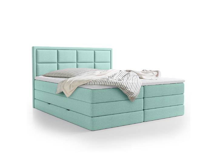 Boxspringbett Maynes 200 x 200cm Webstoff Pria Blau