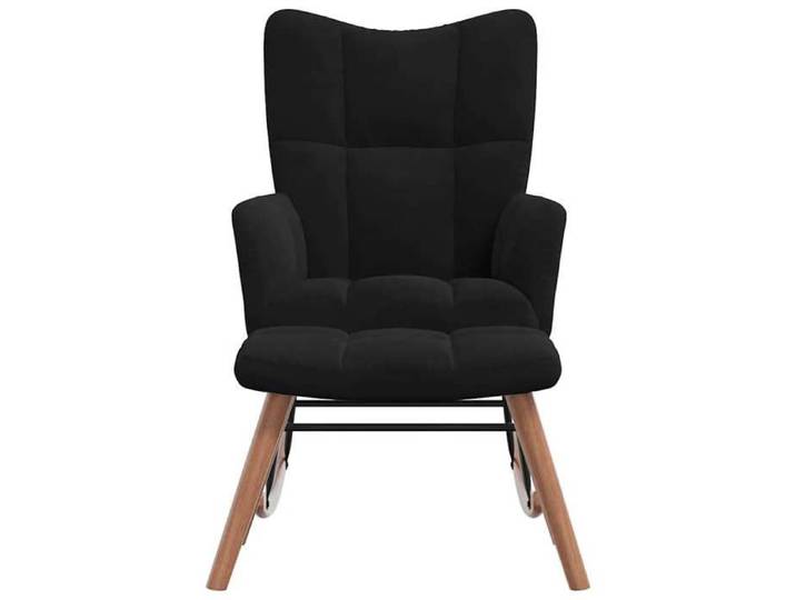 Fauteuil Allaitement - Noir - Chaise à bascule - Rocking Chair - avec repose-pied - Noir Velours 61x78x98 cm F1495