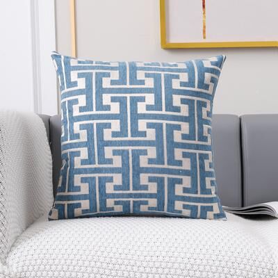 Inspire Daily Merch Geometric Patterned Polyester Jacquard Pillowcase Sofa Lumbar Pillow Covers For Spring Summer Autumn Winter Seasons blue 45x45cm