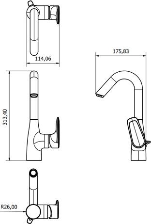 VIGOUR Einhand-Waschtischbatterie derby style V-Auslauf schwenkbar mit Ablauf verchromt
