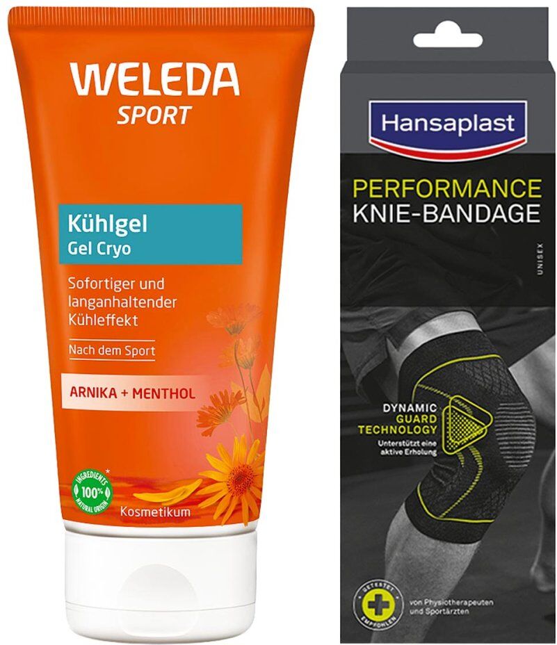 Sportset: Weleda Kühlgel Arnika & Hansaplast Knie-bandage S/m 1Set