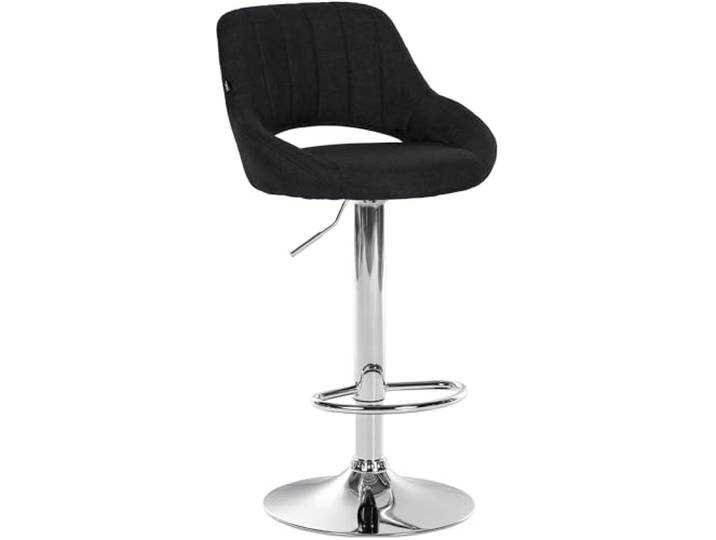 CLP Barhocker höhenverstellbar mit Lehne Milet, Barstuhl gepolstert Stoffbezug, Tresenstuhl mit Metallgestell drehbar Farbe schwarz Gestell Farbe Chrom