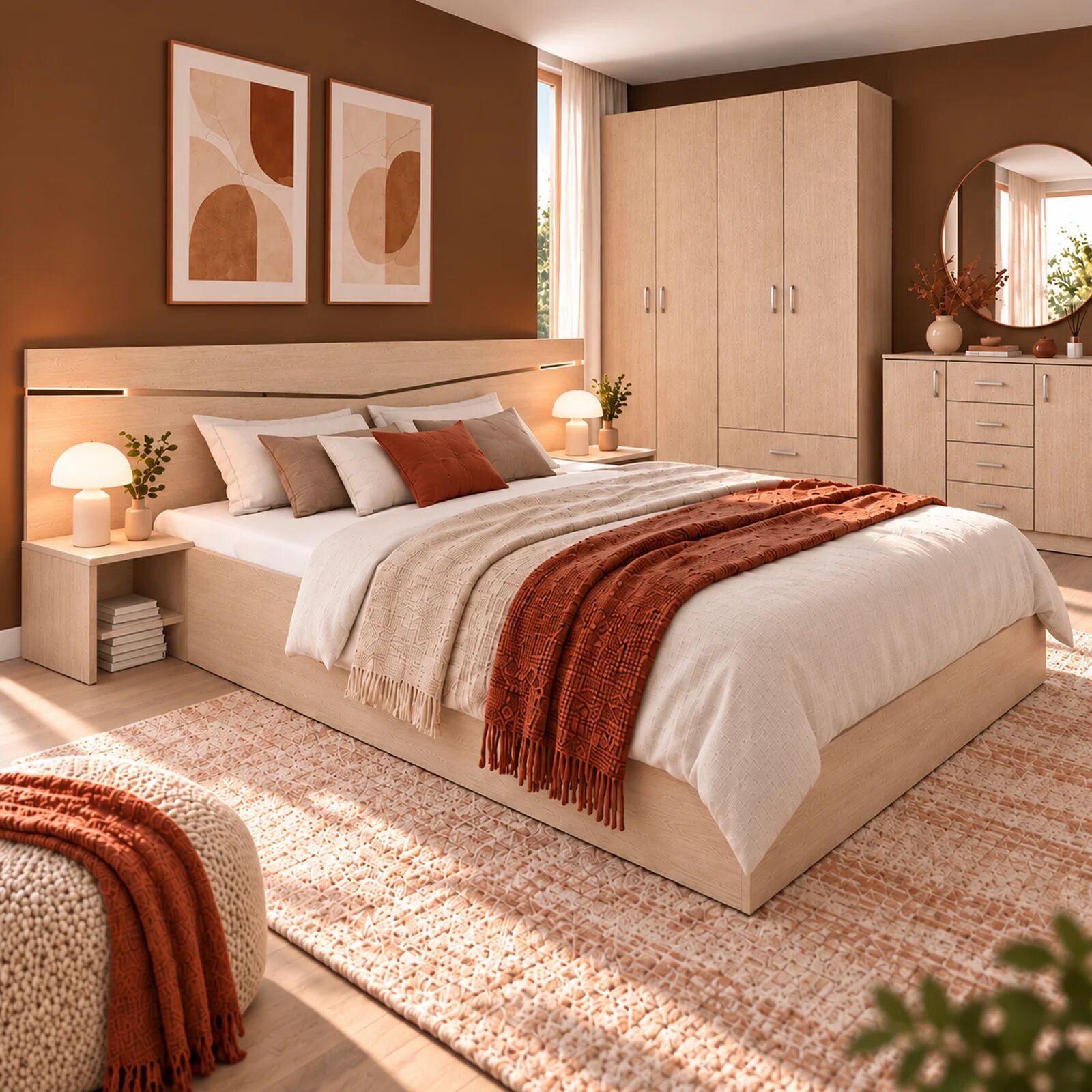 garneroarredamenti Camera da letto moderna completa matrimoniale rovere sonoma Camilla 2