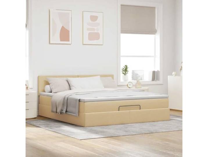 KTHLBRH Boxspringbett mit Matratze, Creme, 160 x 200 cm Mit hydraulischer Anhebung, Taschenfederkernmatratze, inklusive Matratzenbezug
