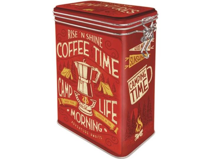 Tinnen Blik Met Klip Camp Coffee Time 18 x 11 x 8 cm