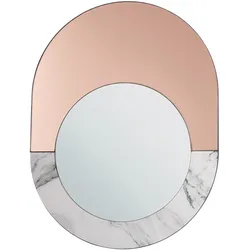 WANDSPIEGEL roségold/weiß Marmor Optik oval 65/50 cm Rety