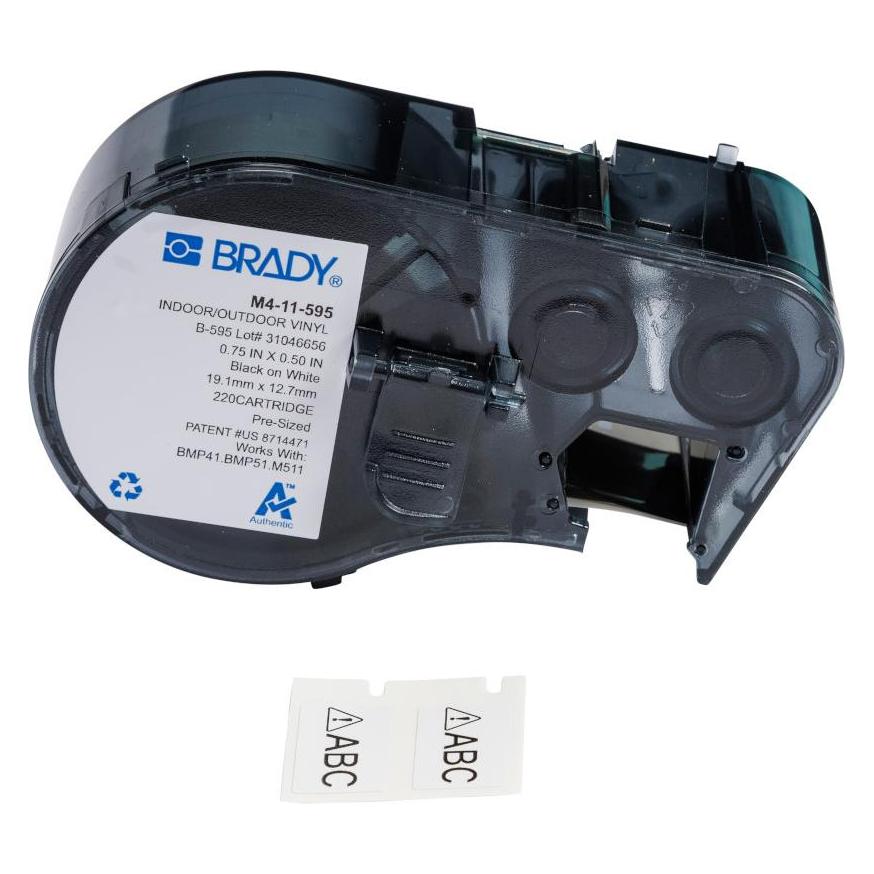 Brady M4-11-595, Vinyl, Schwarz auf Weiss, 19,05 mm x 12,70 mm, permanent (360 E.) (M4-11-595)