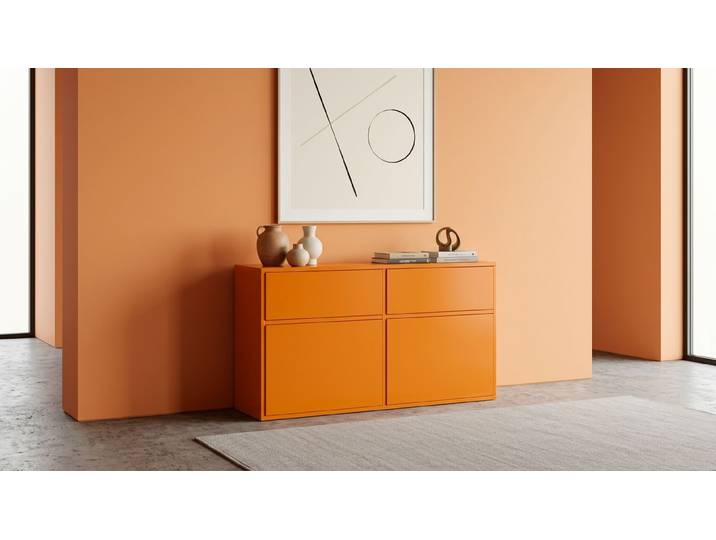 Bunte Doppelkommode nach Maß MDF Lackiert Gelb­orange