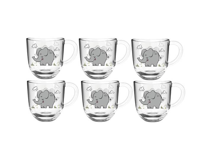 Tassen-Set Leonardo Elefant Glas H 14 cm 280 ml 6 Stk - Tassen-Set