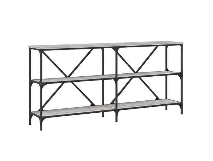 Couchtisch Grau Sonoma Eiche 160x30x75 cm mit Eisernen Rahmen Holzwerkstoff, Eisenrahmen, verstellbare Füße, stabile Konstruktion, für Wohnzimmer und Flur