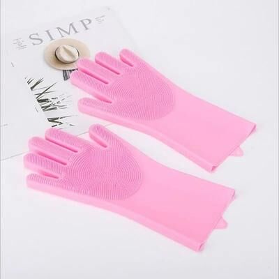 Uplift Essentials Magic Silicone Pet Bathing & Massage Gloves (Pair) pink