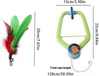 Inspire Curations Door Hanging Feather Chase Cat Toy Interactive Self Play Teaser a2