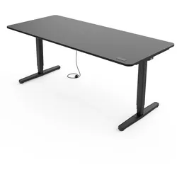 Yaasa Desk Pro, 200x80 cm, Dunkelgrau/Schwarz - Höhenverstellbarer Sitz-Steh-Tisch fürs Büro