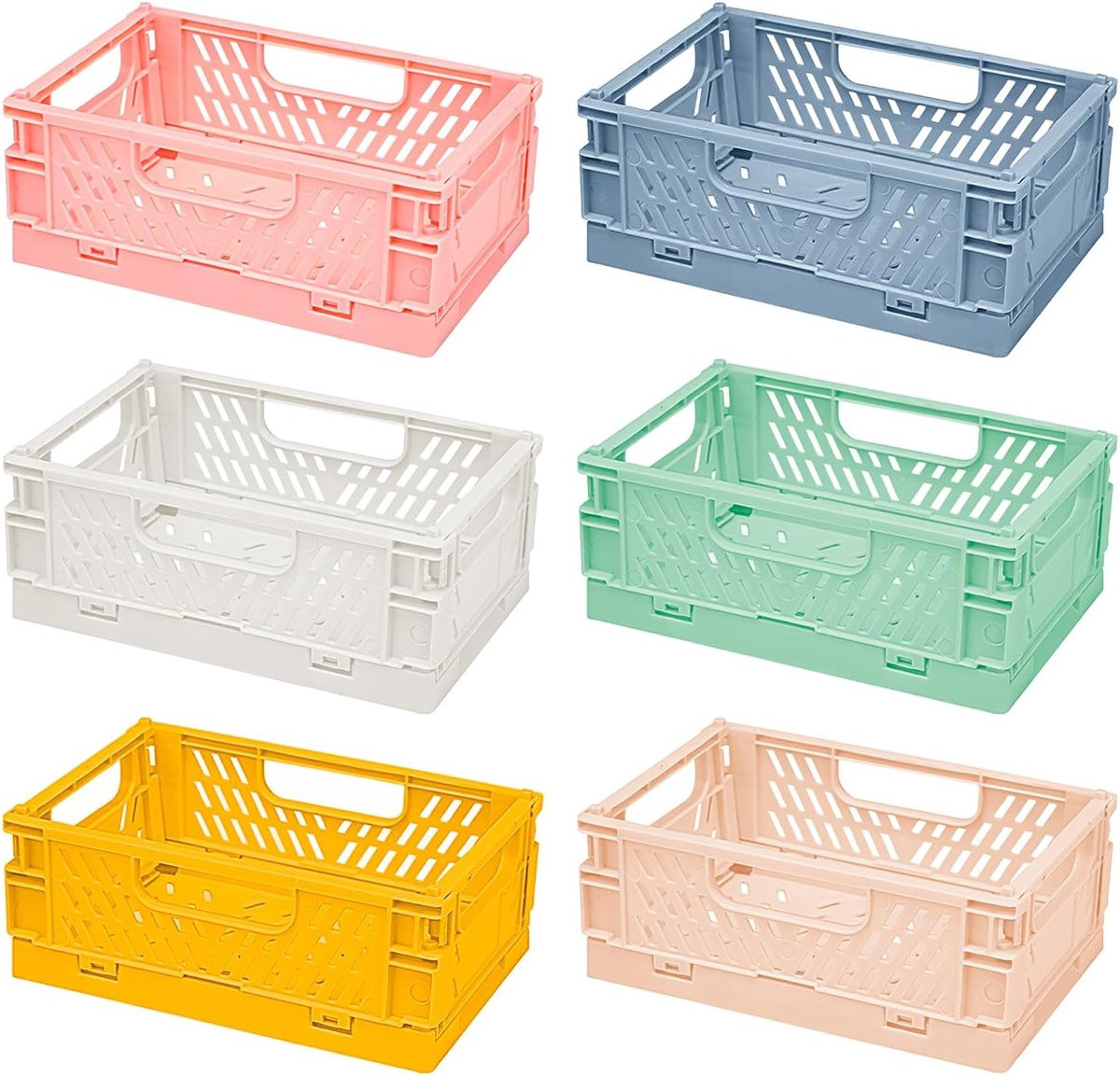 Set van 6 vouwbare opbergdozen van stevig kunststof - ShopVlot