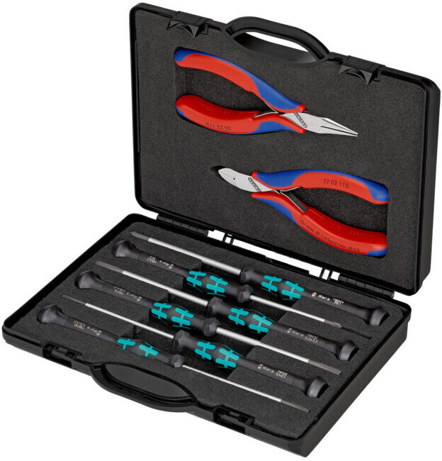 Jeux d'outils pour l’électronique, avec outils pour travaux sur composants électroniques Knipex (00 20 18)