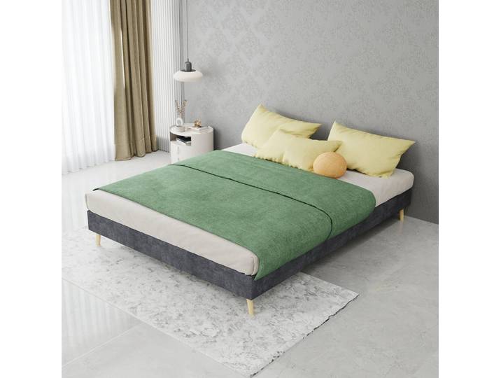 OKWISH Polsterbett Modern Minimalist (niederländischer Samtstoff, niedriges Bettgestell, modernes Schlafzimmermöbel. Ohne Gasdruckfeder, Kopfteil., 1-tlg., 140x200 cm)