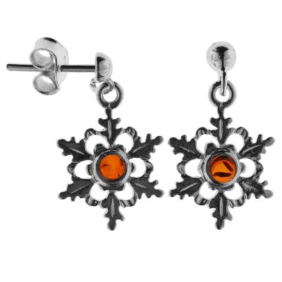 Paar Ohrhänger OSTSEE-SCHMUCK "Ostsee-Schmuck Ohrhänger Schneeflocke Ohrhänger Schneeflocke", weiß, Ohrringe, Damen, 23 x 12mm, Silber 925 (Sterlingsilber)