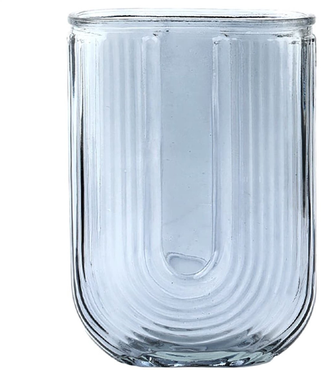Dailygoods Glazen Vaas - Vintage Geribbelde Decoratieve Vaas voor Bloemen