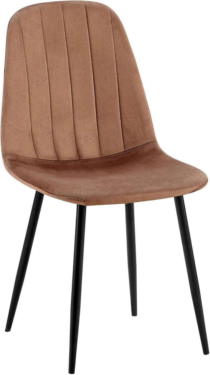 Moderne Eetkamerstoel zonder Armleuningen - Fluwelen Bekleding - Bruin