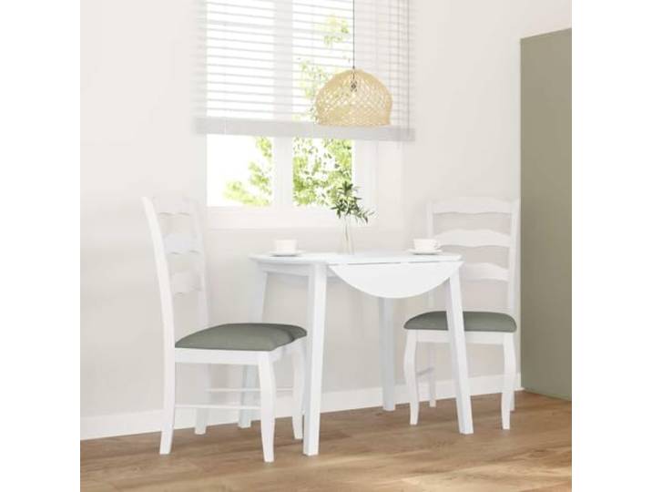 NLQMSU Esszimmerstühle mit Kissen, 2 Stück, Massivholz, Weiß 2 Stück, dichtes Gummibaumholz, gepolsterte Kissen, ergonomische Rückenlehne, Esszimmer, Wohnzimmer