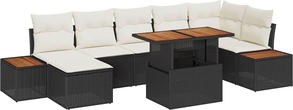 vidaXL Gartensofa-set 8 stk. Schwarz