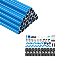 VEVOR Druckluftschlauch-Satz 24 Stk. Druckluftrohre 27,6m x 17,3mm Innen, Kompressorschlauch für Werkstatt Garage & Fabirk, Rohrsatz aus Aluminium, Max. 2 MPa Betriebsdruck, inkl. Zubehör-Set, Blau