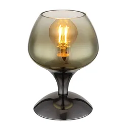 Tischleuchte Beistelllampe Schreibtischlampe Metall-Chrom Gold Glas Retrodesign