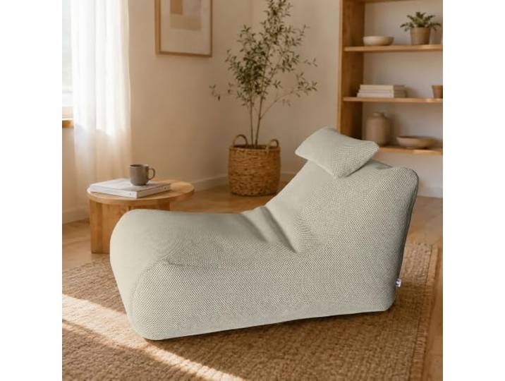 Talamo Italia - Pouf Abuli, Mehrzwecksessel, Sitzsack, Hockerhocker, Made in Italy, 70x120 h65 cm, Beige