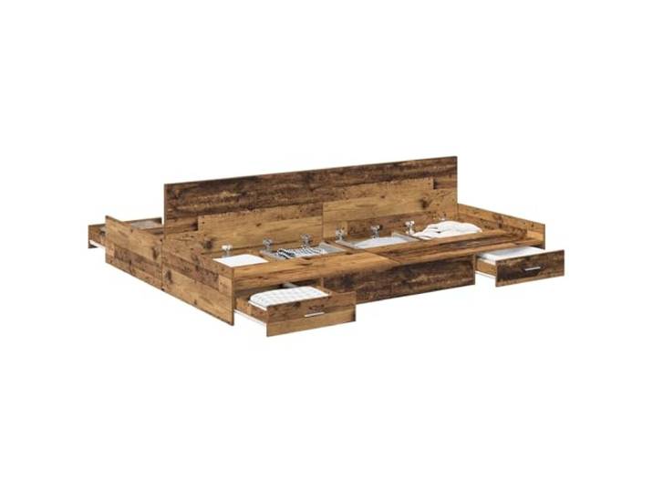 PUGYNBK Bett mit Aufbewahrung aus Holz, 135 x 190 cm Massives Kiefernholz, integrierte Schubladen, minimalistischer Stil, einfache Reinigung