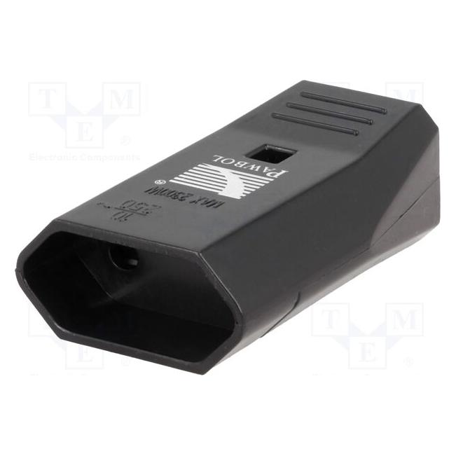 Pawbol FLAT SOCKET 10A/250V. BLACK. (D.3109C)