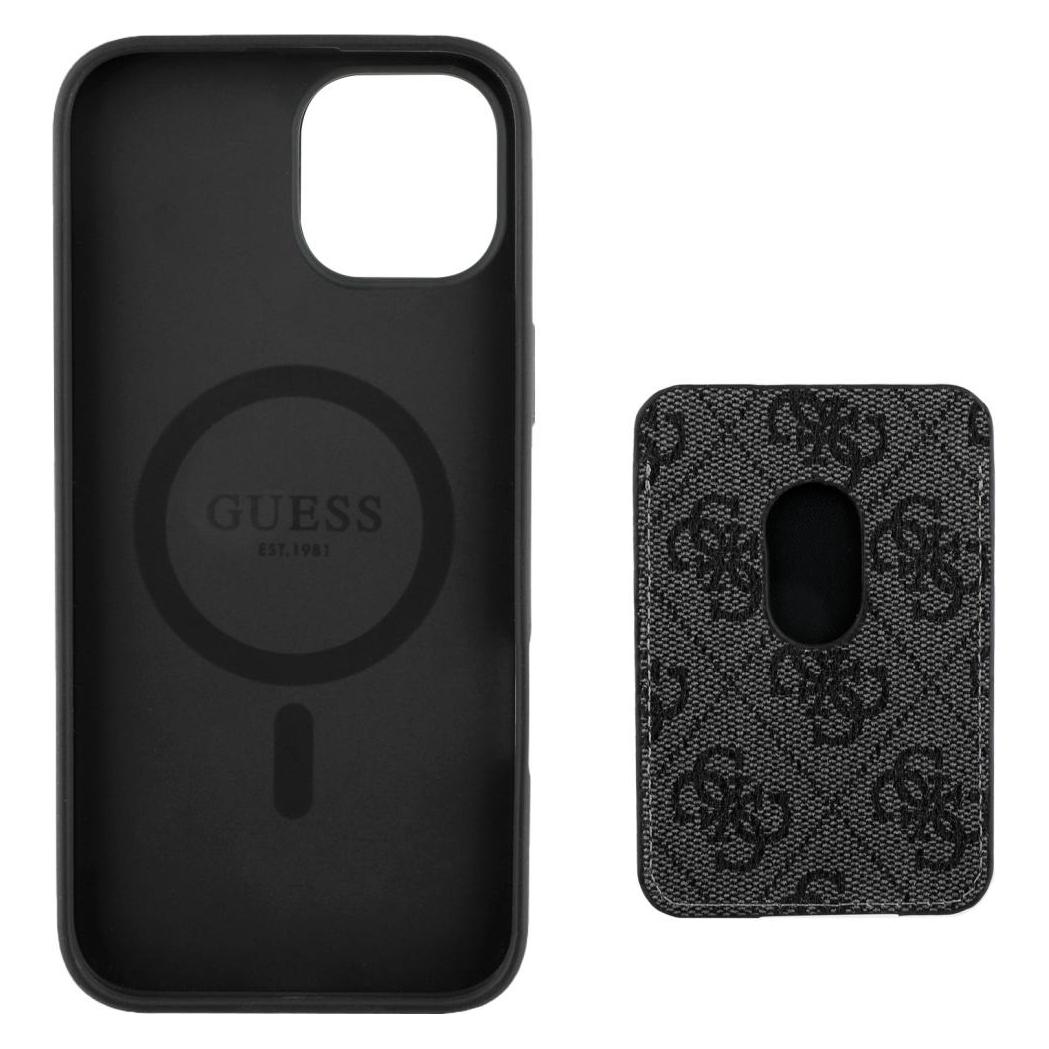 Guess 4G Stripes case with Magsafe wallet for iPhone 15 black (Apple iPhone 15) (GUE004461-0)