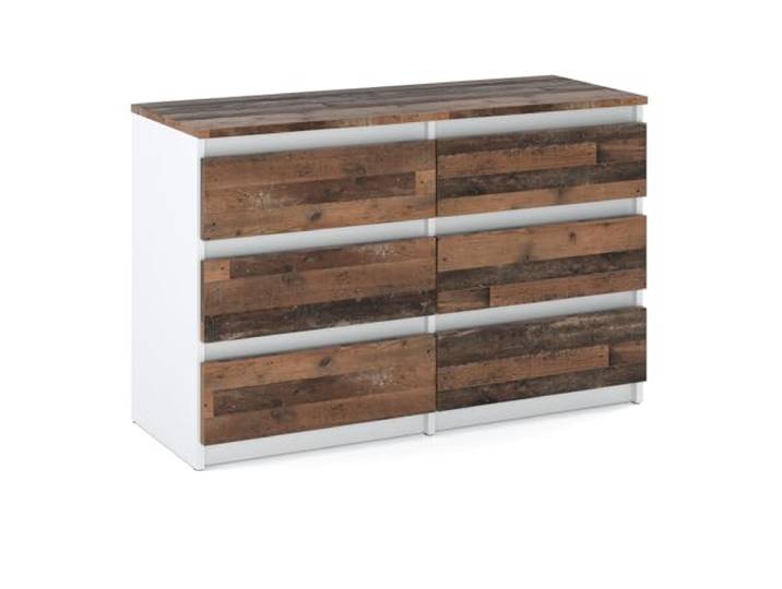 MRBLS Kommode mit 6 Schubladen Sideboard Schubladenschrank Kleiderschrank Modern Möbel mit Schubladen für Ihr Schlafzimmer (Weiß Matt - Old Style) – 100 x 71,5 x 33,5 cm (B/H/T)