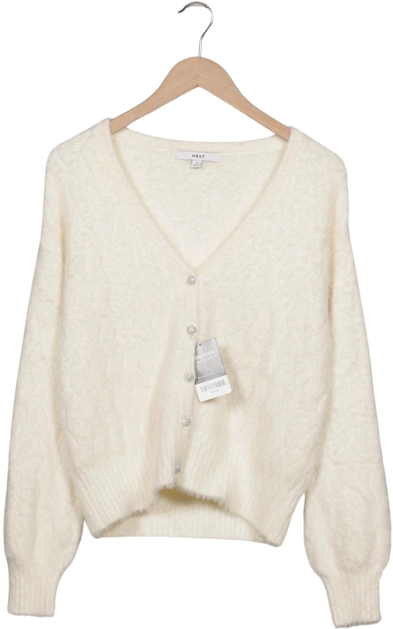 Next Damen Strickjacke, Cremeweiß, Gr. S, Synthetik - Second Hand