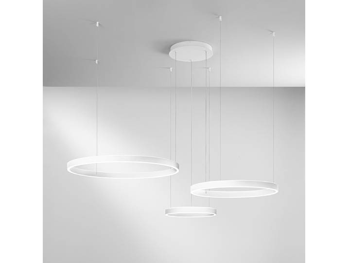 LED-Pendelleuchte Akrobat Ø 80cm Weiß/Weiß Material: Metall Metallart: Aluminium Oberfläche Metall: Lackiert LED LED-Platine