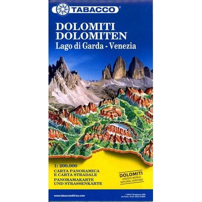 Dolomiti / Dolomiten Road Panoramic Map 1 : 200 000, Karte von , Tabacco Editrice, 978-88--8315106-4