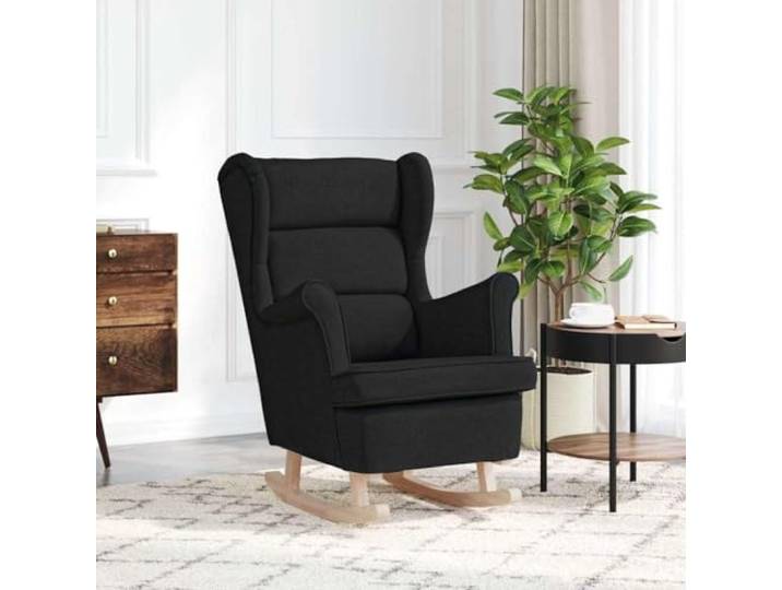 HEFZGDB Schaukelsessel Schwarz 74x90x102 cm Stoff Polyester Loungesessel mit weicher Polsterung für Wohnzimmer und Büro, strapazierfähiger Relaxsessel mit sanfter Schaukelbewegung