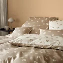 elegante Mako-Satin Bettwäsche 'Paws' 135 x 200 cm Natur - Beige