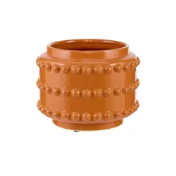 Übertopf   , orange , Keramik , Maße (cm): H: 16,5  Ø: 21