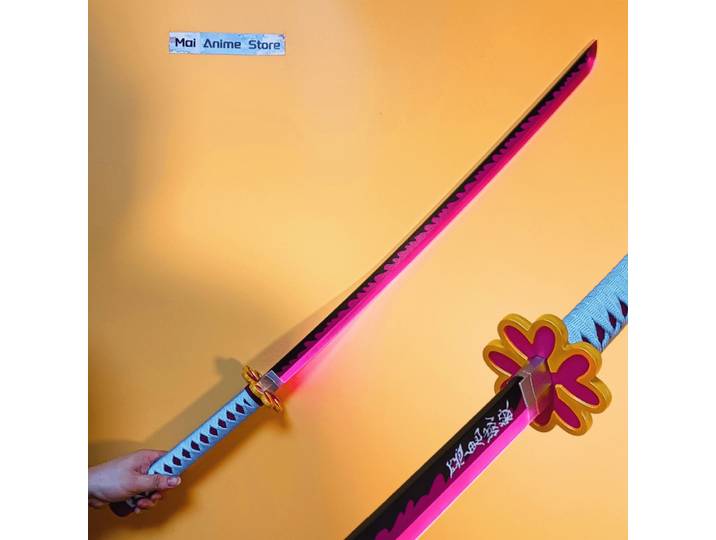 Épée lumineuse Katana rose vif de 40 pouces, lame de taille réelle, sabre de samouraï, accessoire de Cosplay Anime Katana japonais, jouet non tranchant, cadeau