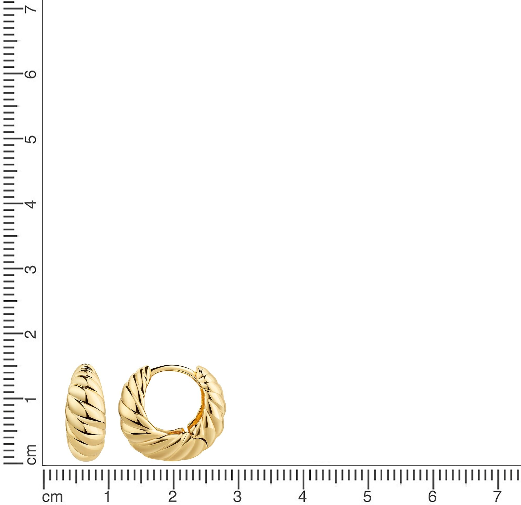Paar Creolen FIRETTI "Schmuck Geschenk Silber 925 Ohrschmuck Ohrringe gedrehte Optik", gelbgoldfarben, Ohrringe, Damen, 15mm, Silber 925 (Sterlingsilber), Paar Creolen