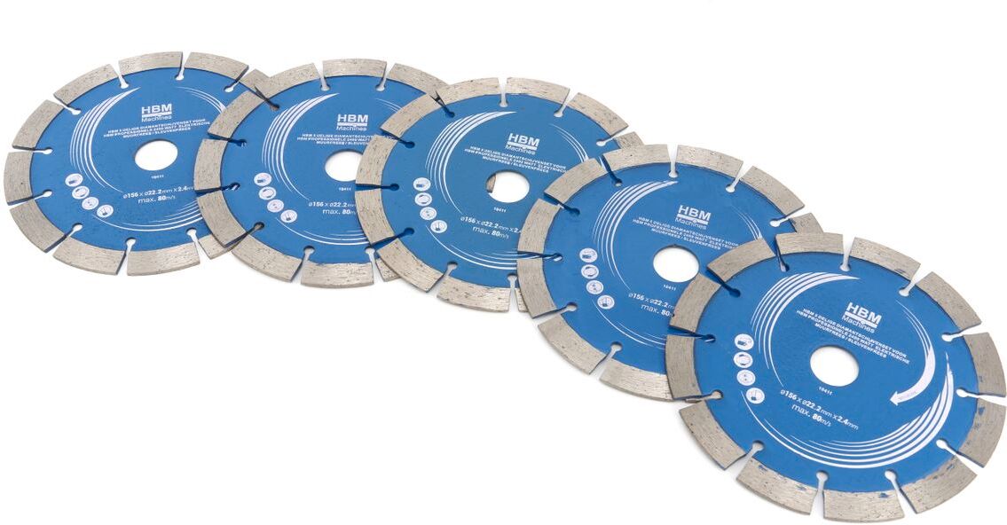 Set di 5 dischi diamantati HBM per fresatrice murale elettrica HBM Professionale da 2400 Watt / fresatrice per scanalature