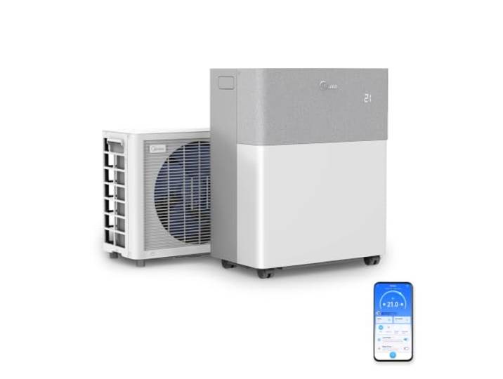 Midea Portasplit Mobile Wärmepumpe, Klimaanlage, Kühlen A++/Heizen A+, 12000 BTU 3, 5kW, für Räume bis zu 42 m² / 105 m³, nur 39 dB(A) im Silent-Modus