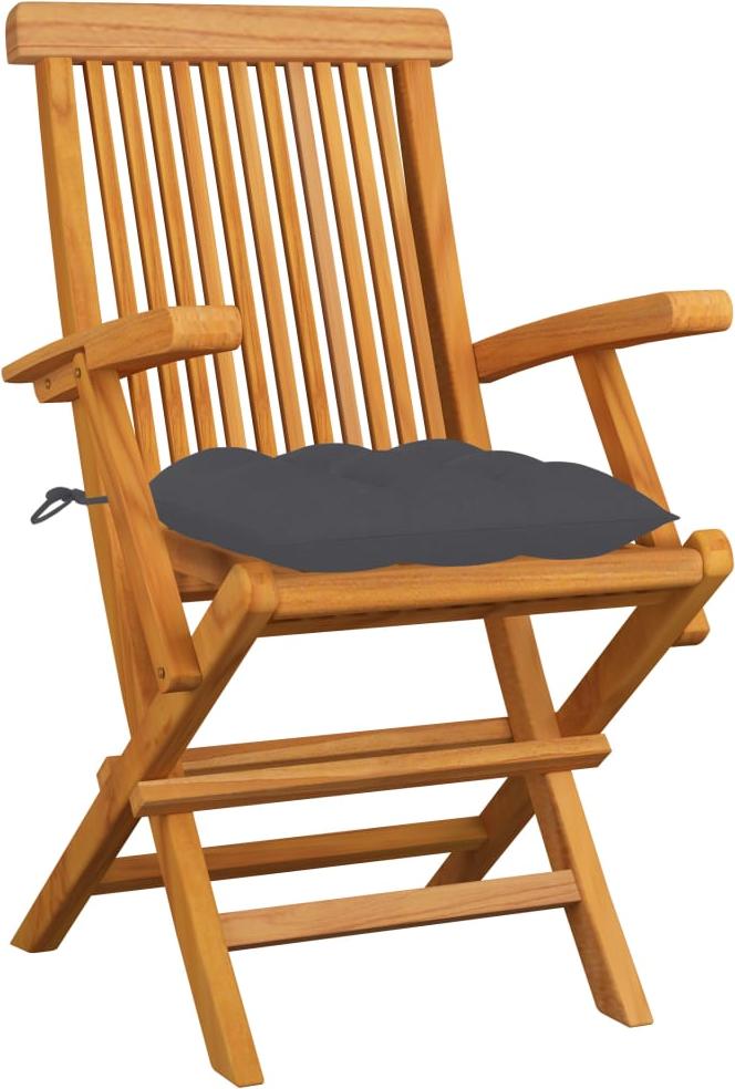 vidaXL Klappstühle mit anthrazitfarbenen Kissen, 6-teilig, Massivholz Teakholz