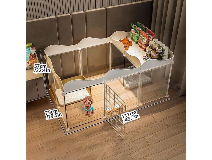 Enclos pour chien domestique, niche intérieure pour petit chien, clôture Teddy avec porte d'isolement et zone de toilette, cage pour chien