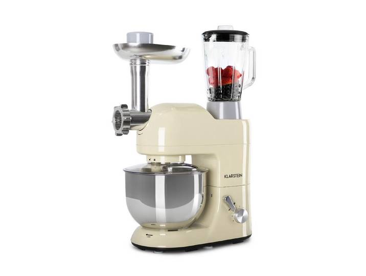 Klarstein Küchenmaschine, 1800 W, 5.2 l Schüssel, Knetmaschine Teigmaschine Teigknetmaschine Rührmaschine Fleischwolf