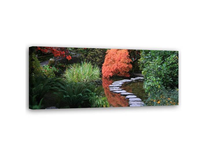Feeby Wandbild japan garten wald, Grün, Orientalisch, Rechteckig, 90x30 cm, Bilder & Rahmen, Bilder, Leinwandbilder