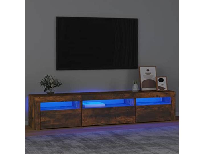 TV Schrank mit RGB Beleuchtung Holzwerkstoff 195x35x40cm Moderner TV Schrank mit Stauraum und Präsentationsplatte 5V
