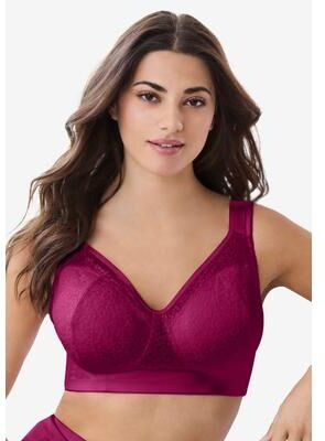Plus Size Women's COMFORT CHOICE® Full Coverage Lace Overlay Bra by Comfort Choice in Pomegranate (Size 46 C)