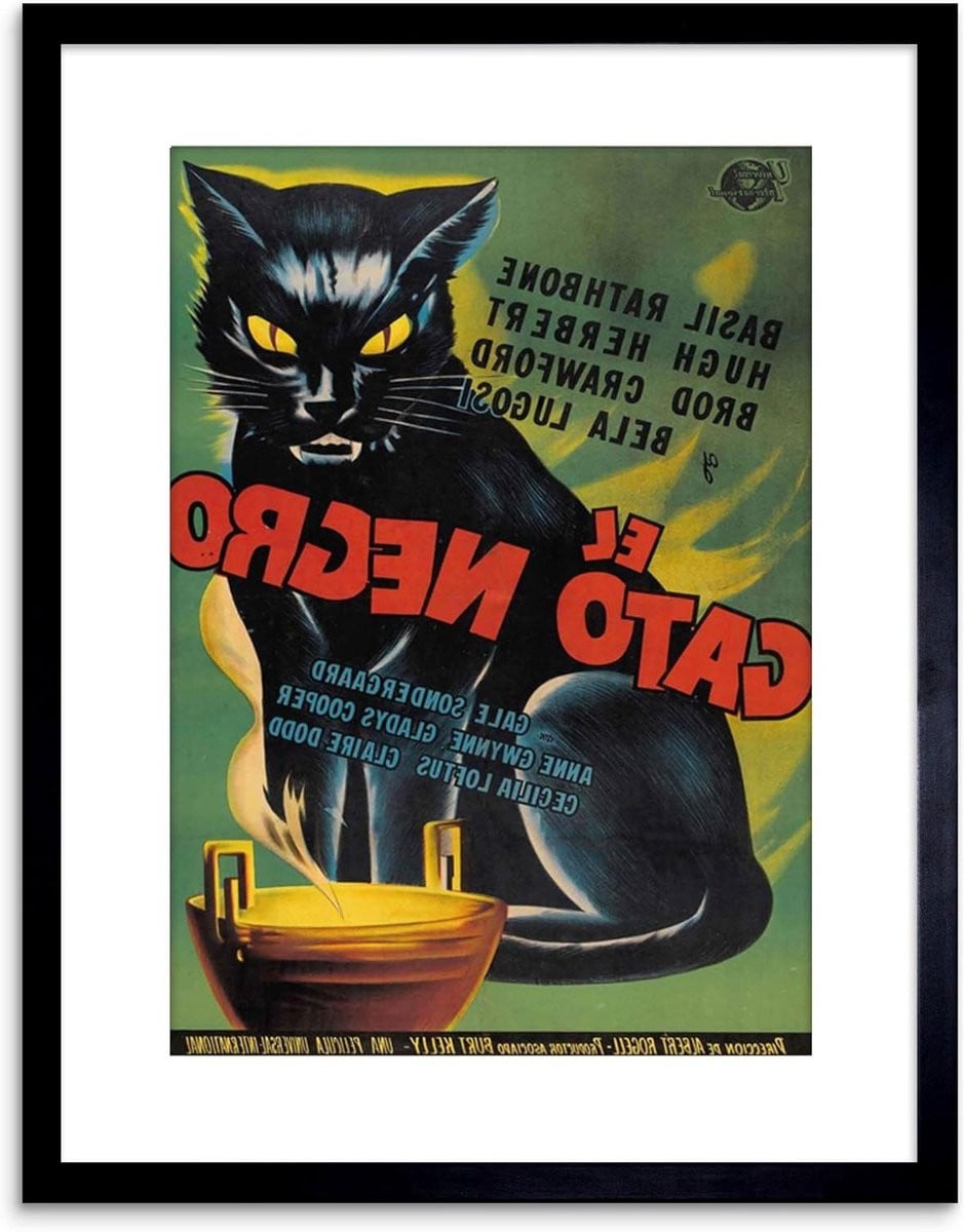 Ingelijste Kunstdruk Wanddecoratie Poster Zwart 23 x 18 cm